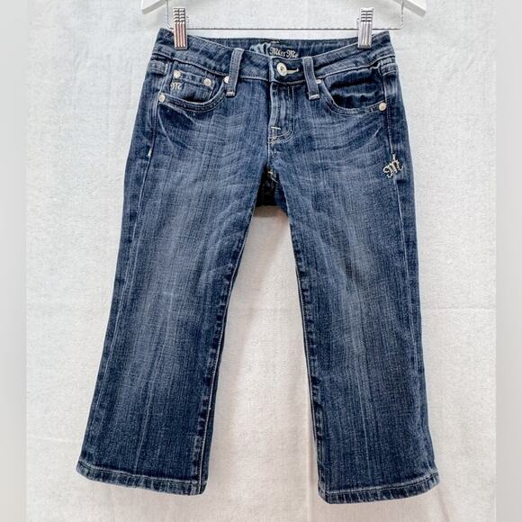 Miss Me Girls Denim Capris size 10 Studded Back Pockets Jeans - Picture 1 of 6